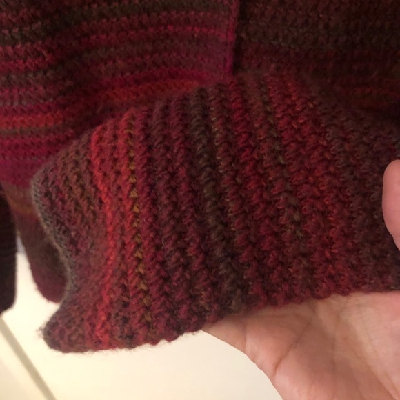 Benetton Y2k Chunky Ribbed Red Burgundy Wool Sweater button up cardigan size M - Picture 11 of 12
